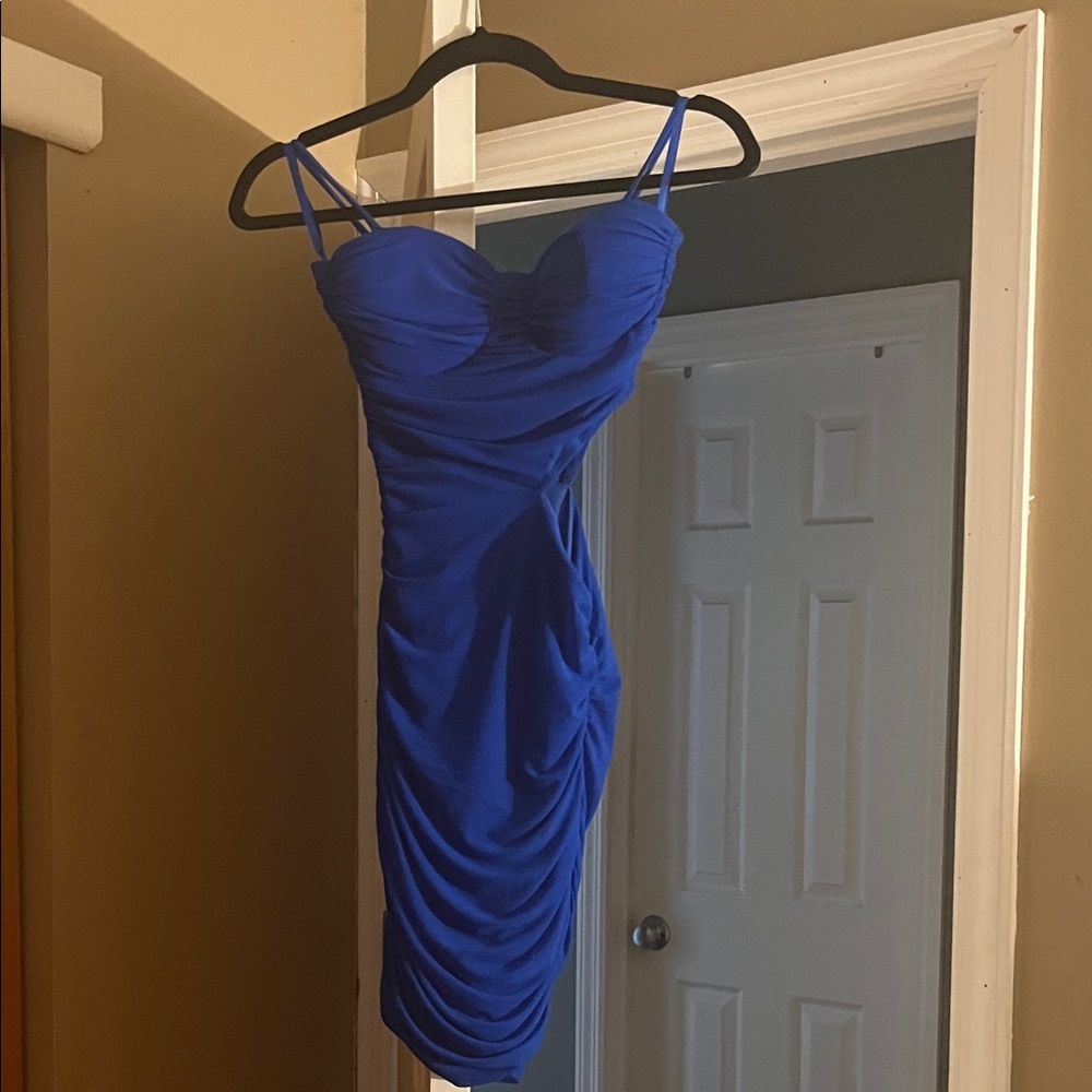 Windsor Royal Blue Ruched Mini Dress